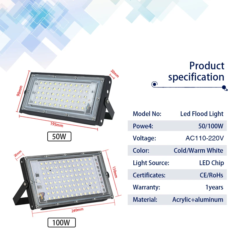 LED Flood Light 50W 100W AC110 - Photography Lighting Uk ulasan dan harga