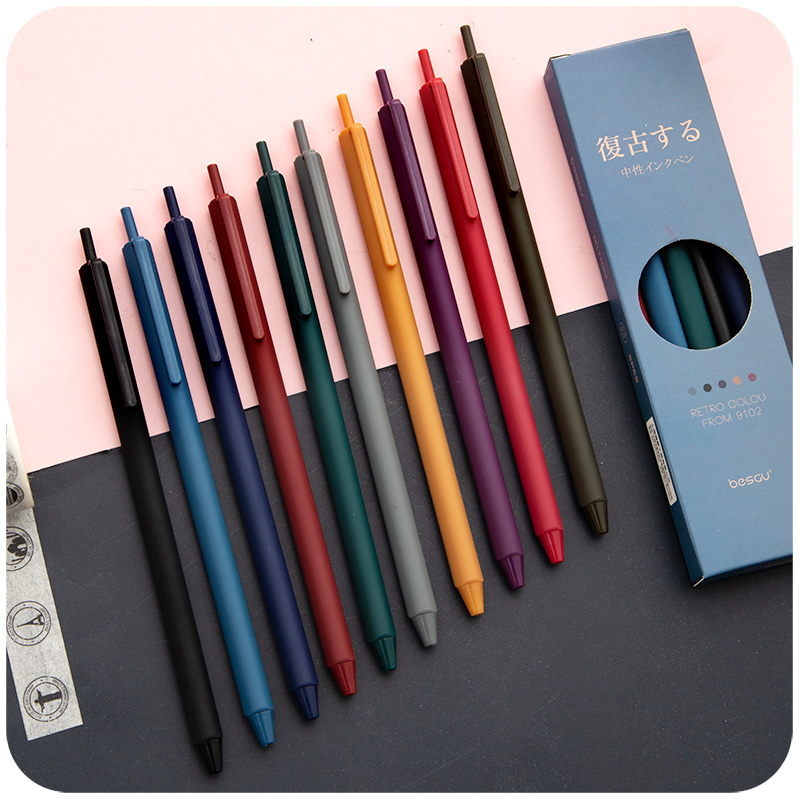 5pcs Retro Color Pen Set Trian - Coloured Gel Set ulasan dan harga